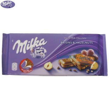 Ciocolata cu alune si stafide Milka 100 gr - Pret | Preturi Ciocolata cu alune si stafide Milka 100 gr