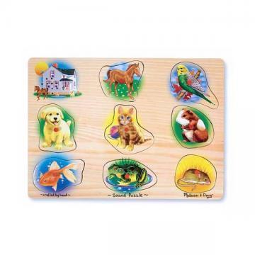 Melissa &amp; Doug - Puzzle de lemn cu sunete Animale de companie natur - Pret | Preturi Melissa &amp; Doug - Puzzle de lemn cu sunete Animale de companie natur