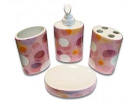 Set 4 accesorii baie ceramica Bubble Rose - Pret | Preturi Set 4 accesorii baie ceramica Bubble Rose