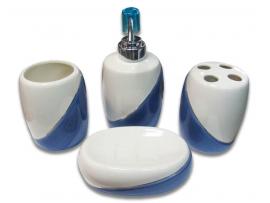 Set 4 accesorii baie ceramica Wave Blue - Pret | Preturi Set 4 accesorii baie ceramica Wave Blue