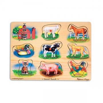 Melissa&amp;Doug - Puzzle lemn cu sunete Animale de la Ferma - Pret | Preturi Melissa&amp;Doug - Puzzle lemn cu sunete Animale de la Ferma