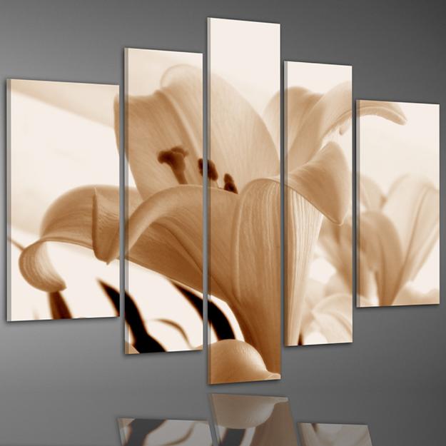 Tablou modern cu flori din 5 piese model 514 - Pret | Preturi Tablou modern cu flori din 5 piese model 514