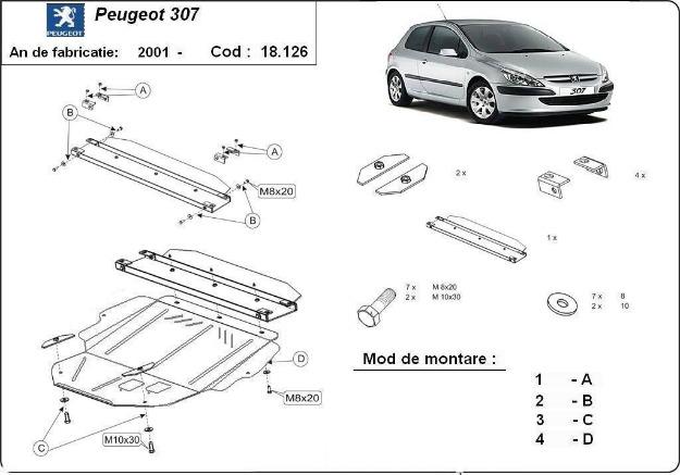 Scut motor Peugeot 307 - Pret | Preturi Scut motor Peugeot 307