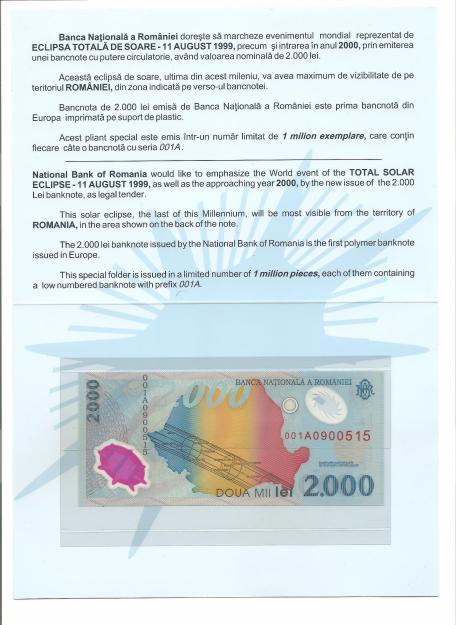 Bancnota 2.000 lei ECLIPSA necirculata in folder original BNR - Pret | Preturi Bancnota 2.000 lei ECLIPSA necirculata in folder original BNR