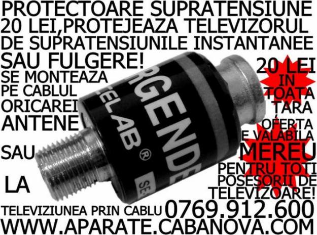 Protectoare supratensiune 20 Lei pentru protejarea televizorului de fulgere 0769912600 - Pret | Preturi Protectoare supratensiune 20 Lei pentru protejarea televizorului de fulgere 0769912600