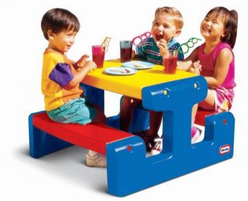 Masa picnic cu bancheta pentru 4 copii  (albastru, rosu, galben) - Pret | Preturi Masa picnic cu bancheta pentru 4 copii  (albastru, rosu, galben)