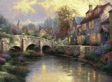 Puzzle Schmidt 1000 Thomas Kinkade : Cobblestone Brooke - Pret | Preturi Puzzle Schmidt 1000 Thomas Kinkade : Cobblestone Brooke