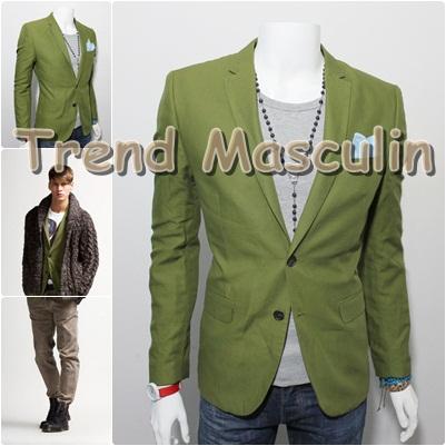 Sacou Blazer Barbati Casual Cambrat Slim Verde 2 Nasturi - Pret | Preturi Sacou Blazer Barbati Casual Cambrat Slim Verde 2 Nasturi