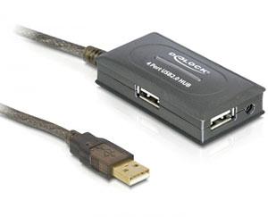 Cablu prelungitor activ USB 2.0 (A T-M) 10 m, cu Hub 4 porturi, Delock 82748 - Pret | Preturi Cablu prelungitor activ USB 2.0 (A T-M) 10 m, cu Hub 4 porturi, Delock 82748