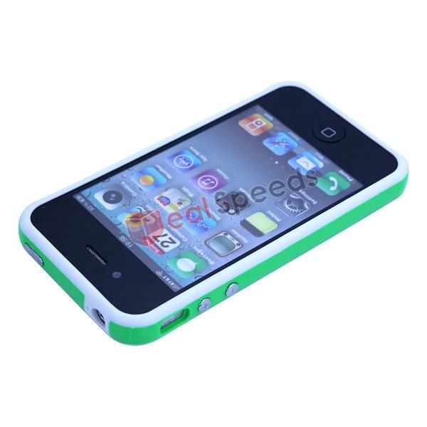 Bumper protectie pentru iPhone 4S iPhone 4 Alb + Verde + Alb - Pret | Preturi Bumper protectie pentru iPhone 4S iPhone 4 Alb + Verde + Alb