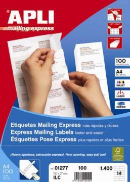 Etichete autoadezive Apli, cu colturi drepte, A4, 70 x 37 mm, 2400 bucati, 100 coli/top - Pret | Preturi Etichete autoadezive Apli, cu colturi drepte, A4, 70 x 37 mm, 2400 bucati, 100 coli/top