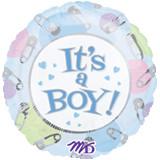 Balon botez folie metalizata 45cm Dots Pins ITs A BOY - Pret | Preturi Balon botez folie metalizata 45cm Dots Pins ITs A BOY