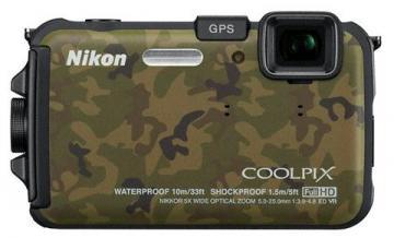 Camera digitala Nikon Coolpix AW100, 16Mp, 5x optic, 4x digital, 3" Display, Full HD, GPS, rezistenta apa, camuflaj - Pret | Preturi Camera digitala Nikon Coolpix AW100, 16Mp, 5x optic, 4x digital, 3" Display, Full HD, GPS, rezistenta apa, camuflaj