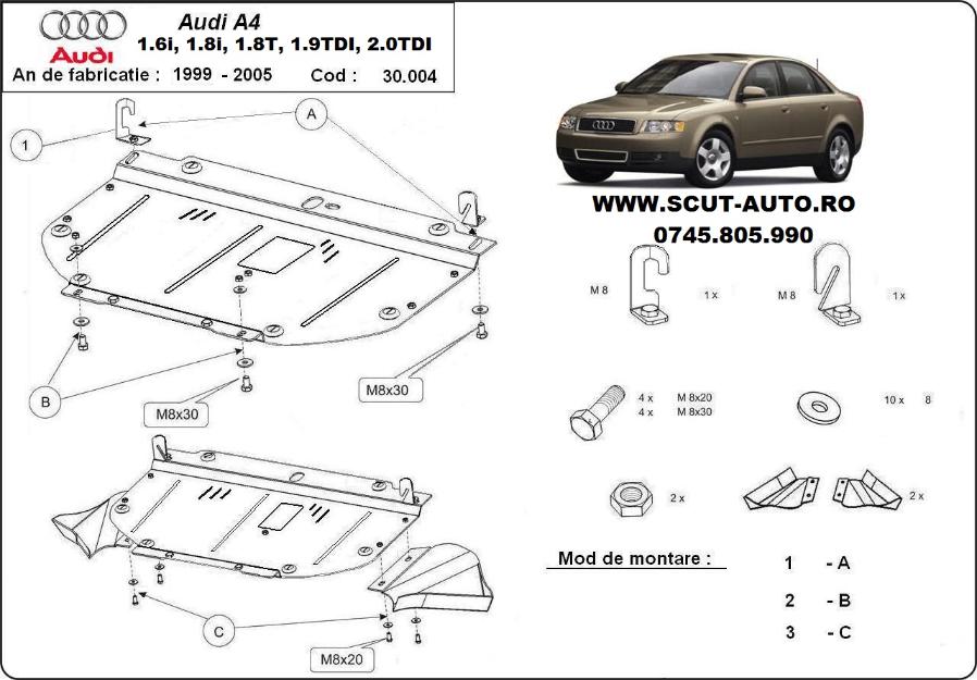 Scut auto metalic Audi A4 - Pret | Preturi Scut auto metalic Audi A4