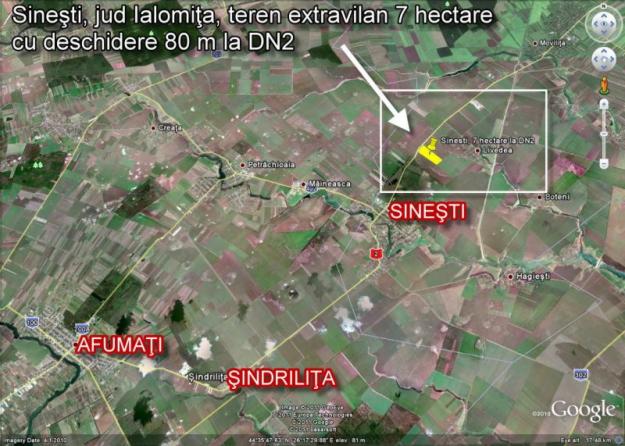 Sinesti - DN2, jud Ialomita, teren 7 hectare - Pret | Preturi Sinesti - DN2, jud Ialomita, teren 7 hectare