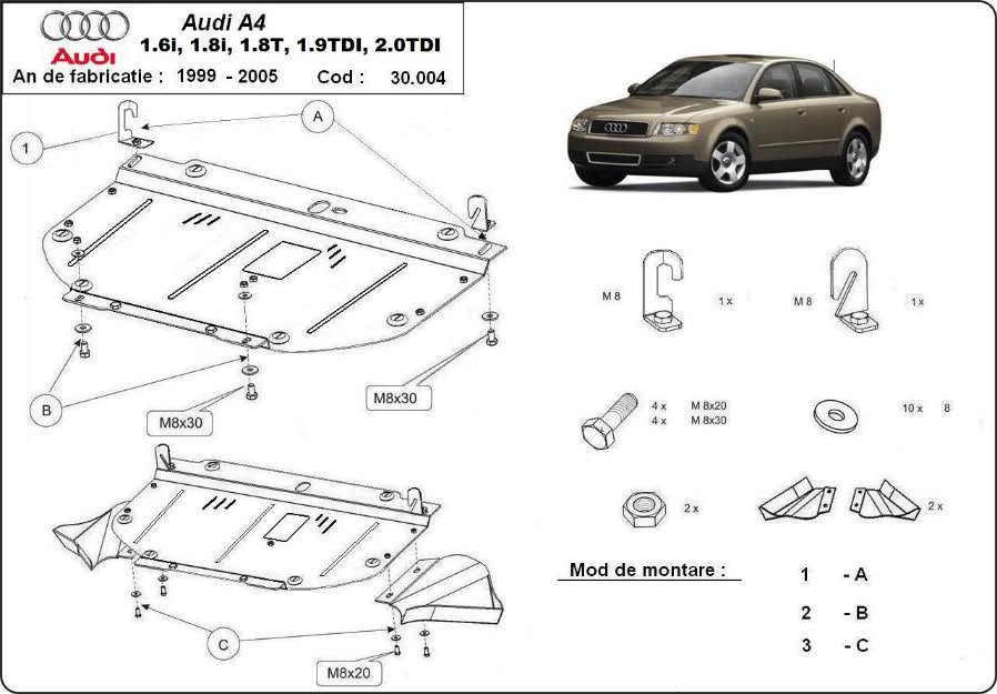 Scut motor metalic Audi A4 - Pret | Preturi Scut motor metalic Audi A4