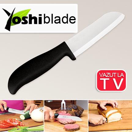 YOSHI BLADE Set cutit MARE (24 cm) si dispozitiv ceramic pentru cojire - Pret | Preturi YOSHI BLADE Set cutit MARE (24 cm) si dispozitiv ceramic pentru cojire