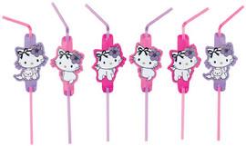 8 Paie flexibile decorate CHARMY KITTY HEARTS - Pret | Preturi 8 Paie flexibile decorate CHARMY KITTY HEARTS