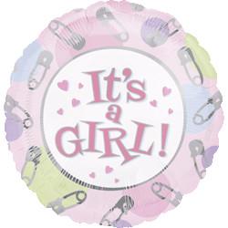 Balon botez folie metalizata 45cm Dots Pins ITs A GIRL - Pret | Preturi Balon botez folie metalizata 45cm Dots Pins ITs A GIRL