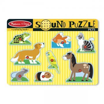 Melissa&amp;Doug - Puzzle de lemn cu sunete Animale de companie - Pret | Preturi Melissa&amp;Doug - Puzzle de lemn cu sunete Animale de companie