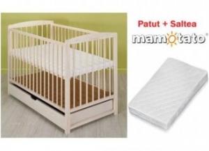 Patut din Lemn Maja Beige + Saltea Cocos - Pret | Preturi Patut din Lemn Maja Beige + Saltea Cocos