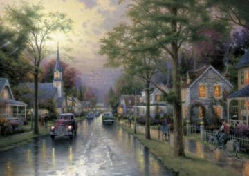 Puzzle Schmidt 1000 Thomas Kinkade : Hometown Morning - Pret | Preturi Puzzle Schmidt 1000 Thomas Kinkade : Hometown Morning