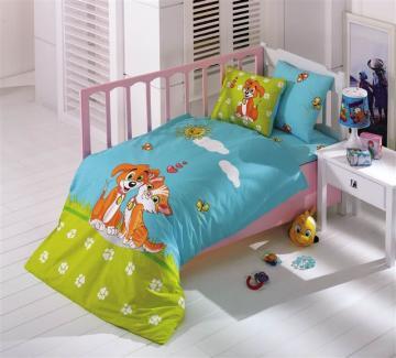 Set de lenjerie de pat pentru bebelusi Kristal Ducky Pati turcoaz - Pret | Preturi Set de lenjerie de pat pentru bebelusi Kristal Ducky Pati turcoaz