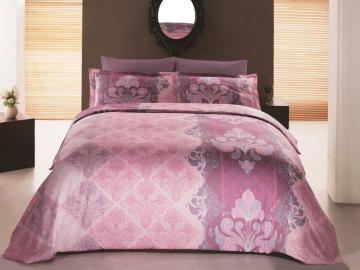 Lenjerie de pat din satin Gokay Innovations Embro roz 2 persoane - Pret | Preturi Lenjerie de pat din satin Gokay Innovations Embro roz 2 persoane