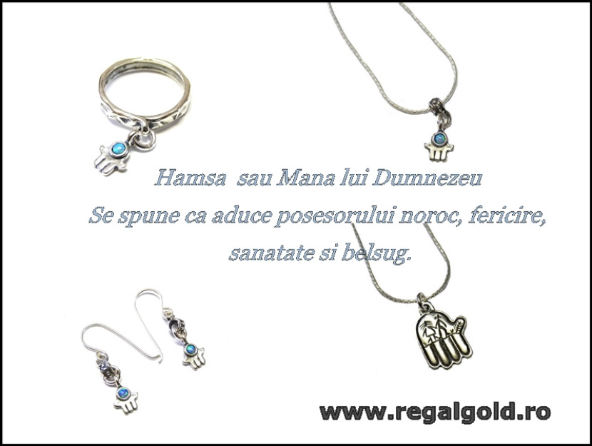 Un colier delicat Hamsa , cercei sau inel marca Regal Gold - Pret | Preturi Un colier delicat Hamsa , cercei sau inel marca Regal Gold
