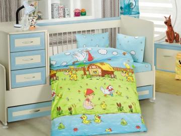 Lenjerie de pat pentru bebelusi Altinbasak Dream Garden albastru - Pret | Preturi Lenjerie de pat pentru bebelusi Altinbasak Dream Garden albastru