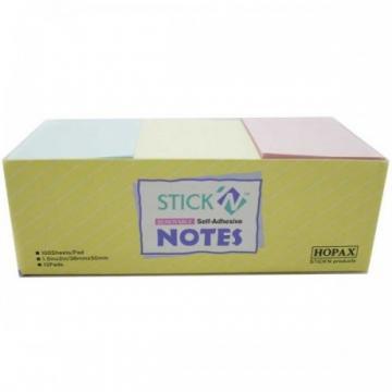 Stick notes 38 x 51 mm, 12 x 100 buc/set, HOPAX - 3 culori neon - Pret | Preturi Stick notes 38 x 51 mm, 12 x 100 buc/set, HOPAX - 3 culori neon