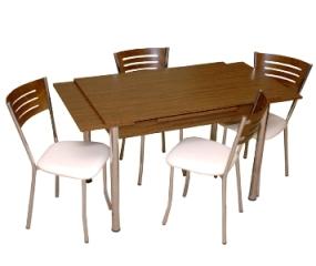 Masa extensibila cu 4 scaune cromate pentru bucatarie - Pret | Preturi Masa extensibila cu 4 scaune cromate pentru bucatarie