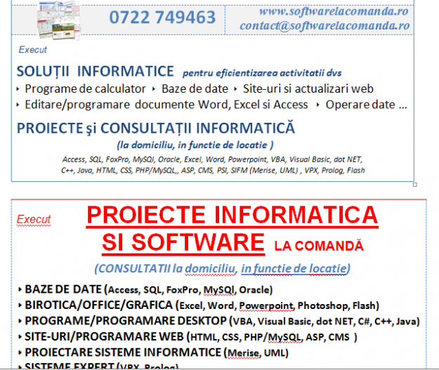 Proiecte informatica si software la comanda - Pret | Preturi Proiecte informatica si software la comanda