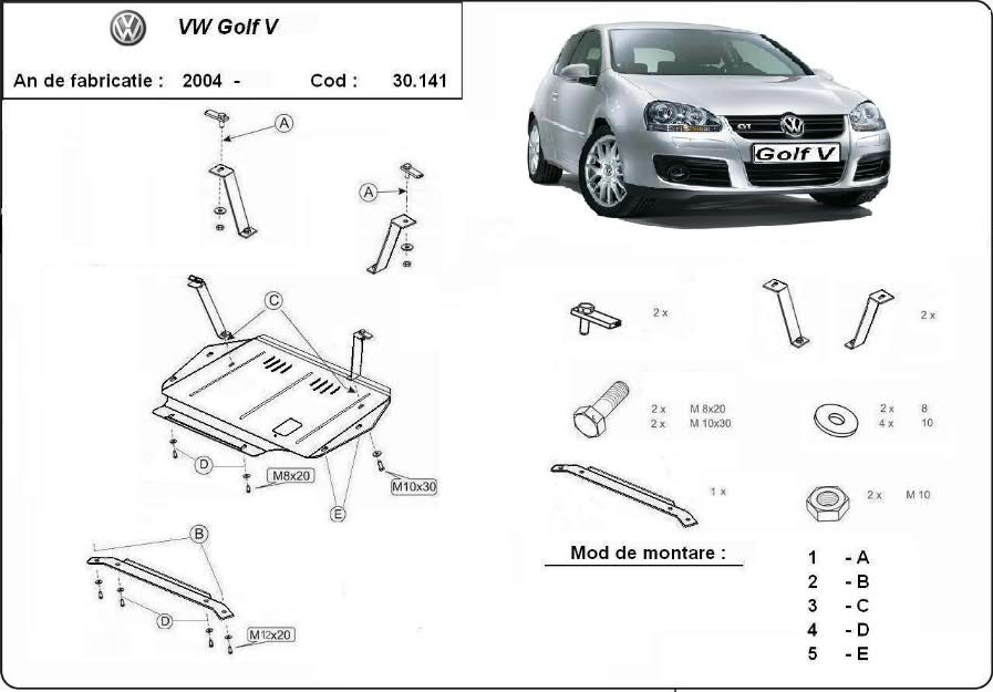 Scut motor metalic VW Golf 5 - Pret | Preturi Scut motor metalic VW Golf 5