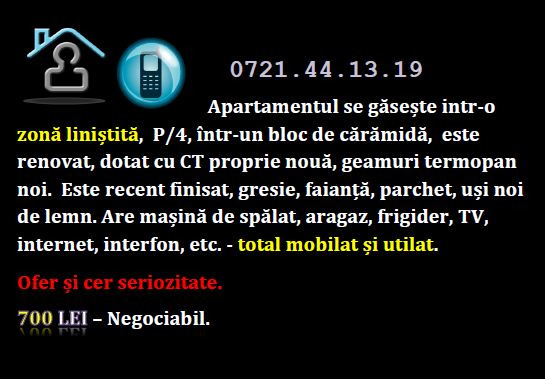 Apartament 2 camere decomandat in zona linistita - Pret | Preturi Apartament 2 camere decomandat in zona linistita